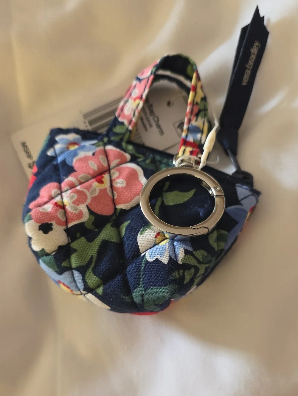 Vera Bradley Navy Floral Mini Handbag Keychain